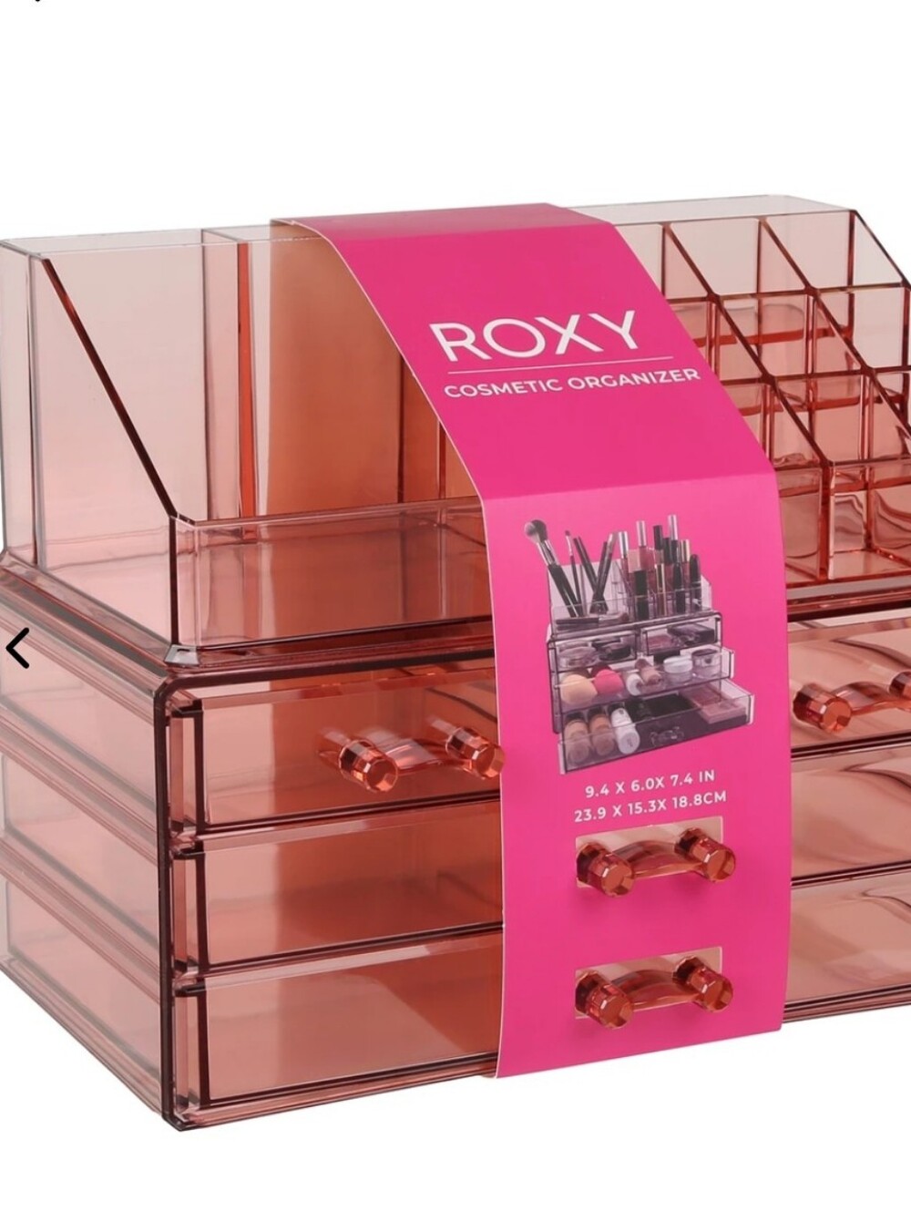 Roxy 2-Tier Pink Acrylic Cosmetic Organizer